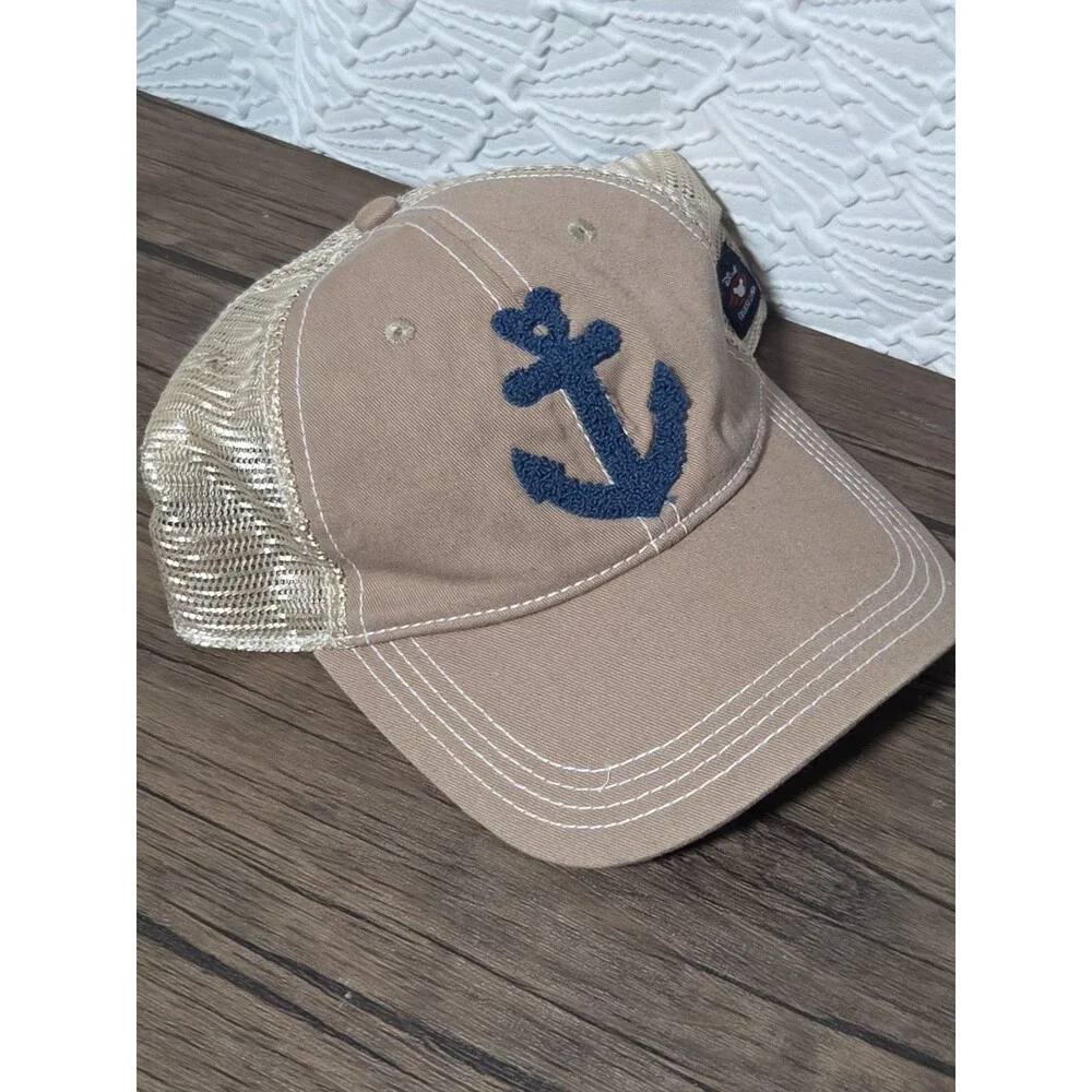 Disney Cruise Line Anchor Trucker Hat Tan Mesh Adjustable Cap One Size Unisex